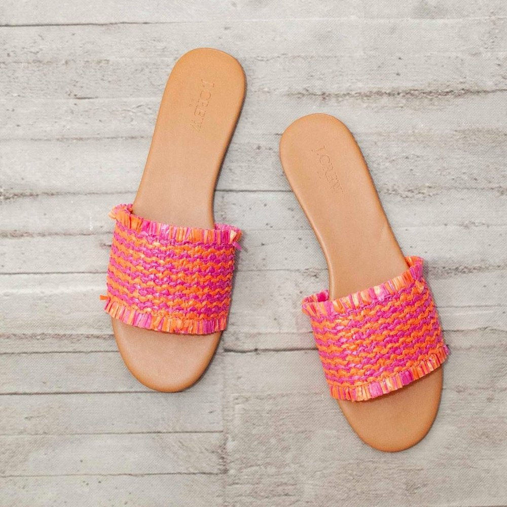 NWT J. Crew Raffia Slide in Pink Clementine